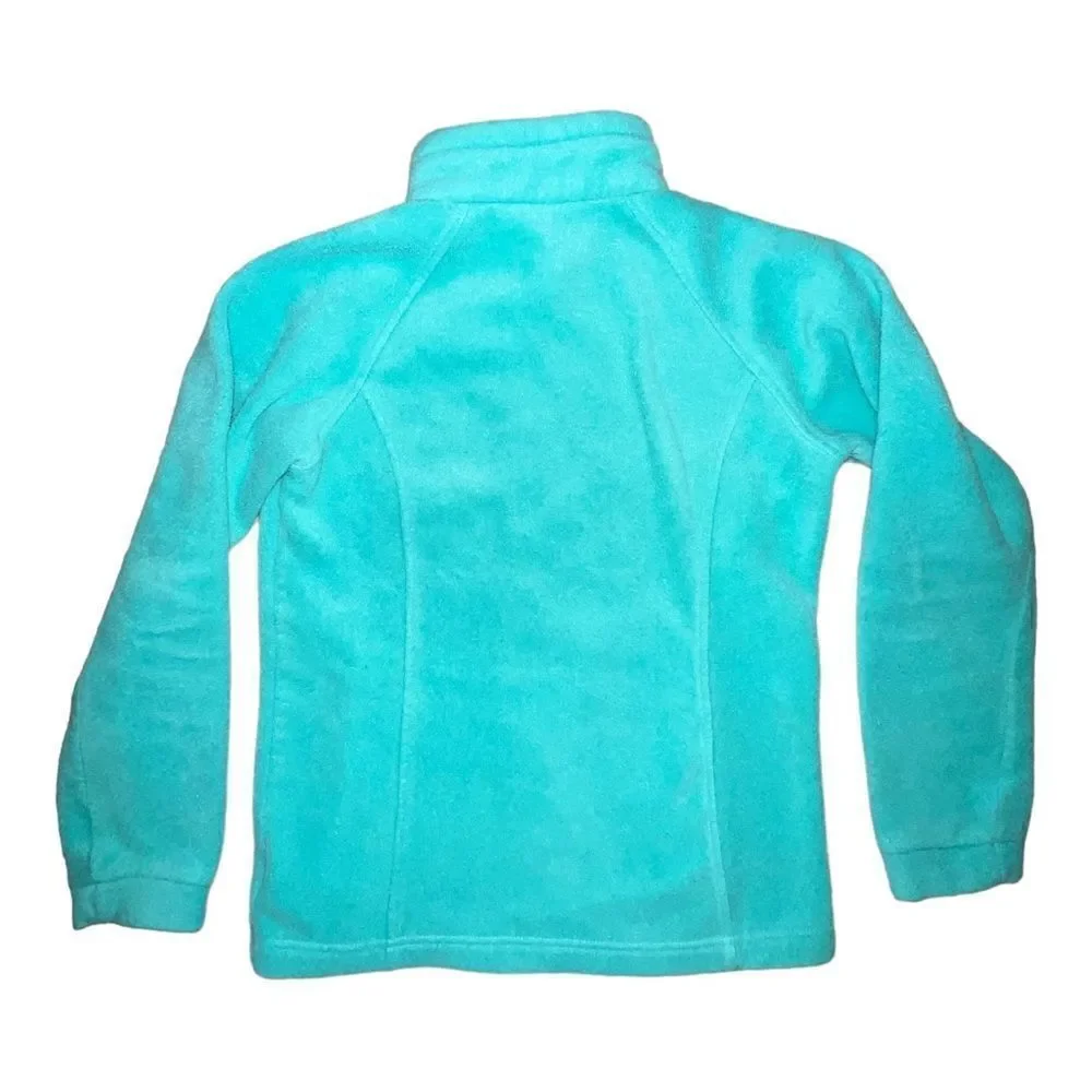Columbia Light Green Benton Springs Full Zipped Fleece Jacket Girls Large EUC